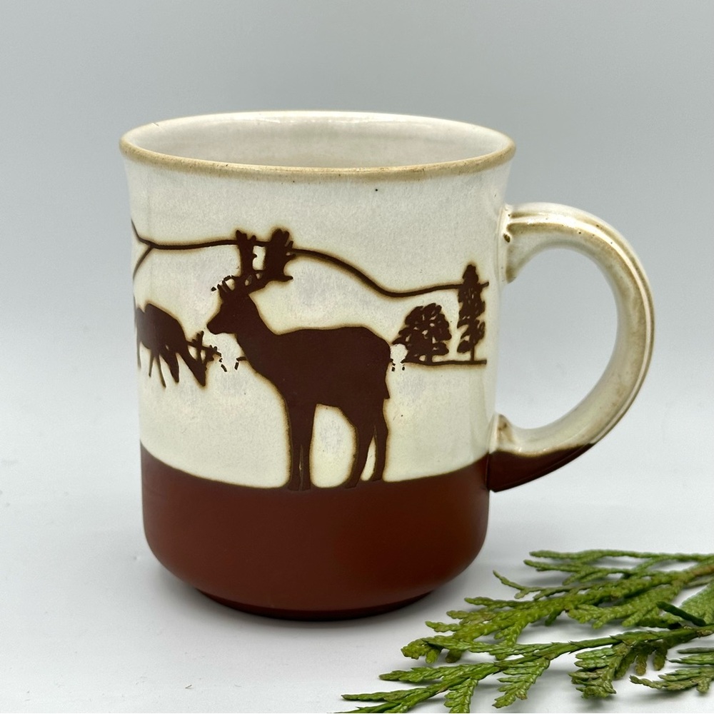 Vintage Kiln Craft Stoneware Embossed Deer Mug 8oz